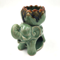 Lamp for scented oil made of ceramic for tea light Elephant Lotus