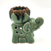 Lamp for scented oil made of ceramic for tea light Elephant Lotus