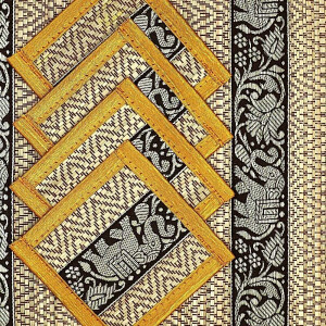 Thai Table Set Coasters Place Set 8 Piece Bast with Elephant Pattern
