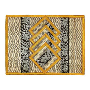 Thai Table Set Coasters Place Set 8 Piece Bast with Elephant Pattern