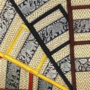 Thai Table Set Coasters Place Set 8 Piece Bast with Elephant Pattern