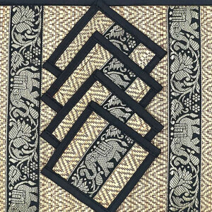 Thai Table Set Coasters Place Set 8 Piece Bast with Elephant Pattern