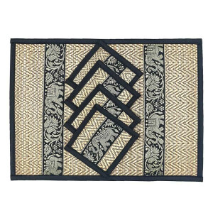 Thai Table Set Coasters Place Set 8 Piece Bast with Elephant Pattern