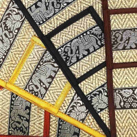 Thai Table Set Coasters Place Set 8 Piece Bast with Elephant Pattern