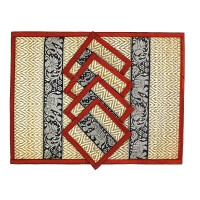 Thai Table Set Coasters Place Set 8 Piece Bast with Elephant Pattern