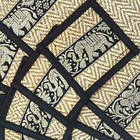 Thai Table Set Coasters Place Set 8 Piece Bast with Elephant Pattern
