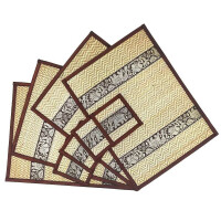 Thai Table Set Coasters Place Set 8 Piece Bast with Elephant Pattern