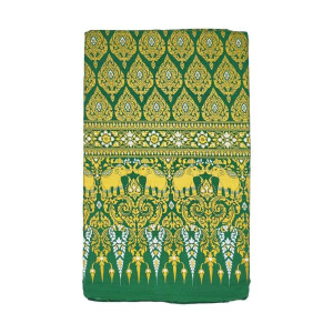 Thai Cloth Fabric Sarong - Thai Siam Elefants Premium Green