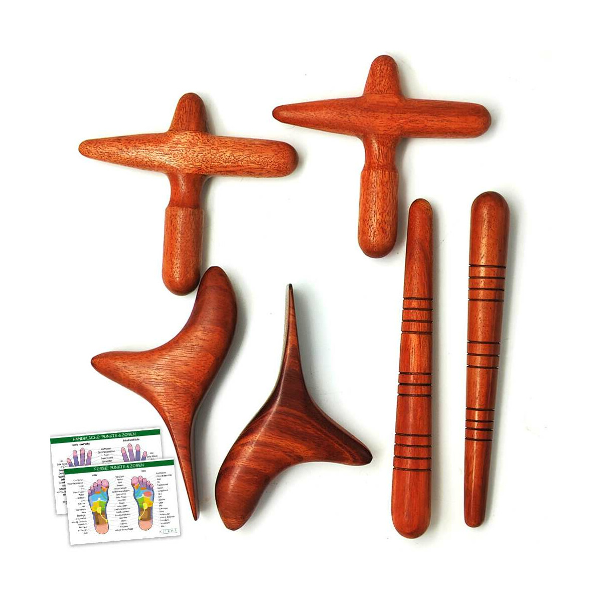 Set di legno per massaggi (8 pezzi): 2x bastone da...