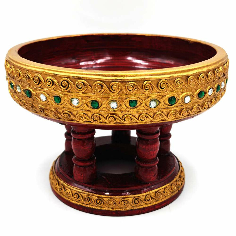 Vassoio sacrificale in legno per massaggi Ø 20,5 cm Altezza 14 cm Rosso