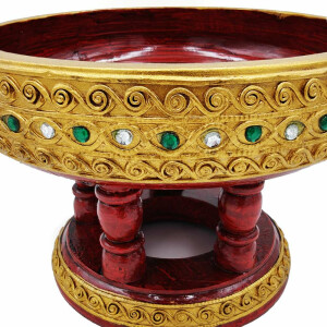 Vassoio sacrificale in legno per massaggi Ø 20,5 cm Altezza 14 cm Rosso