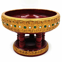 Vassoio sacrificale in legno per massaggi Ø 20,5 cm Altezza 14 cm Rosso