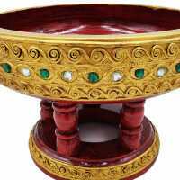 Vassoio sacrificale in legno per massaggi Ø 20,5 cm Altezza 14 cm Rosso