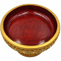 Vassoio sacrificale in legno per massaggi Ø 20,5 cm Altezza 14 cm Rosso