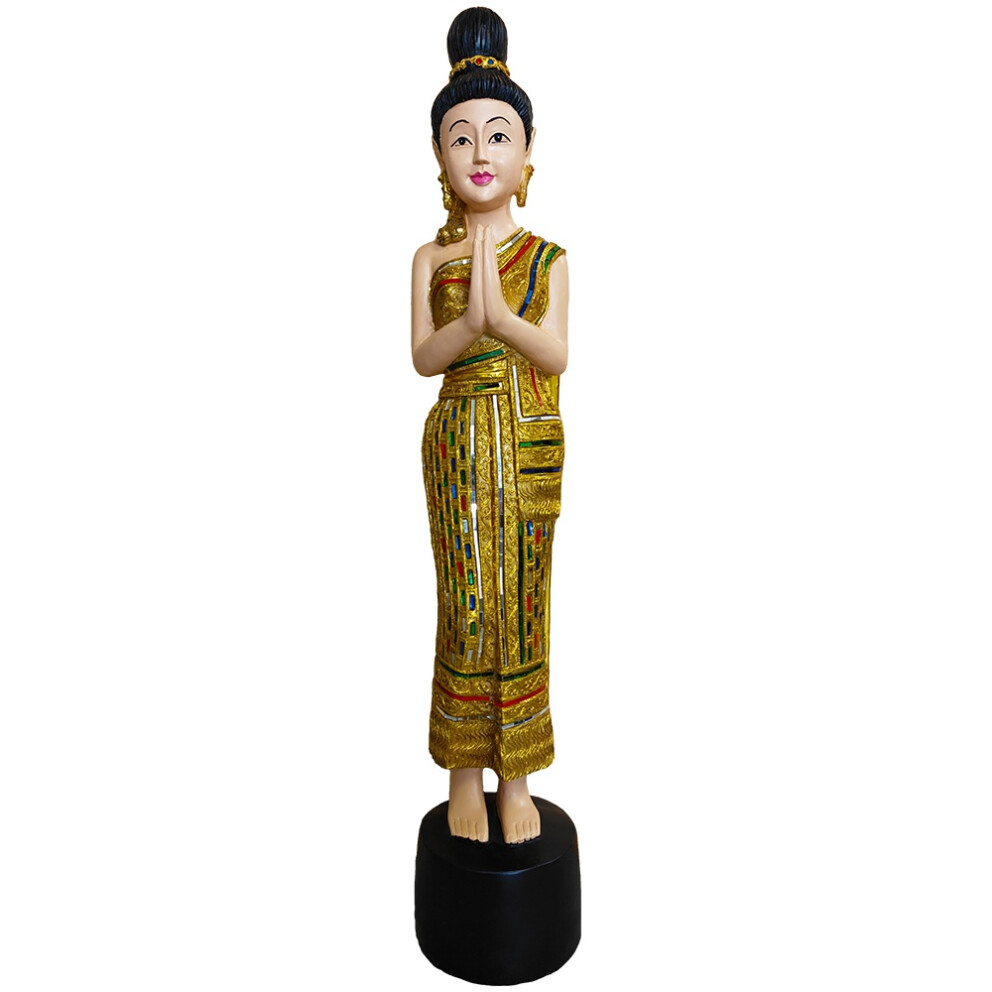 Thai Sawasdee Lady statue figure in gold 88cm high