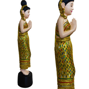 Thai Sawasdee Lady statue figure in gold 88cm high
