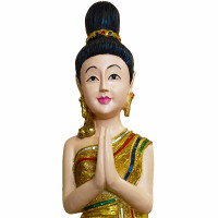 Thai Sawasdee Lady statue figure in gold 88cm high