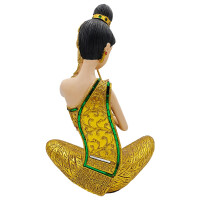 Thai Sawasdee Lady statue figure gold sitting with flute