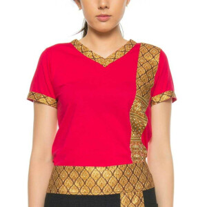 T-shirt da donna per massaggio thailandese con motivo tradizionale, slim fit