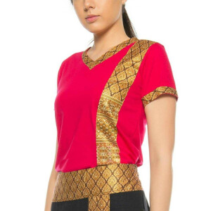 T-shirt da donna per massaggio thailandese con motivo tradizionale, slim fit