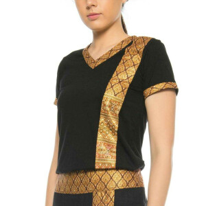 T-shirt da donna per massaggio thailandese con motivo tradizionale, slim fit