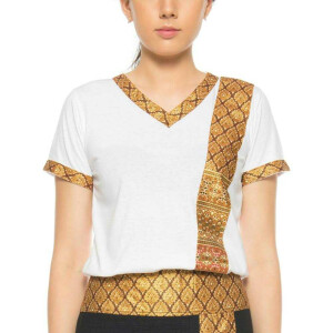 T-shirt da donna per massaggio thailandese con motivo tradizionale, slim fit