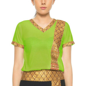 T-shirt da donna per massaggio thailandese con motivo tradizionale, slim fit