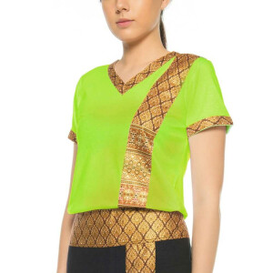 T-shirt da donna per massaggio thailandese con motivo tradizionale, slim fit