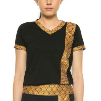 T-shirt da donna per massaggio thailandese con motivo tradizionale, slim fit