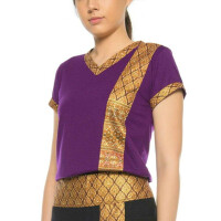 T-shirt da donna per massaggio thailandese con motivo tradizionale, slim fit