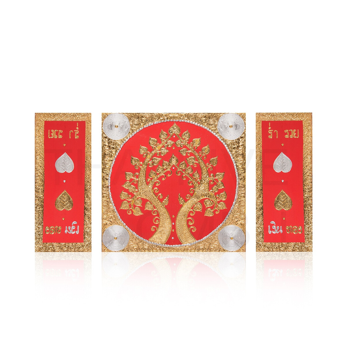 Thai Struktur Bild 3-teilig rot - 90 x 50 cm - No. 4