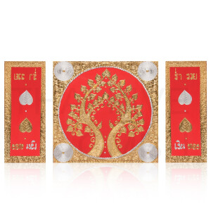 Thai Struktur Bild 3-teilig rot - 90 x 50 cm - No. 4
