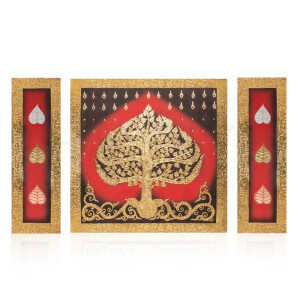 Thai Struktur Bild 3-teilig rot - 160 x 100cm - No. 99