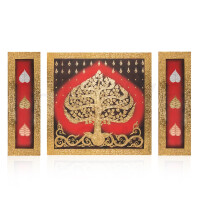 Thai Struktur Bild 3-teilig rot - 160 x 100cm - No. 99