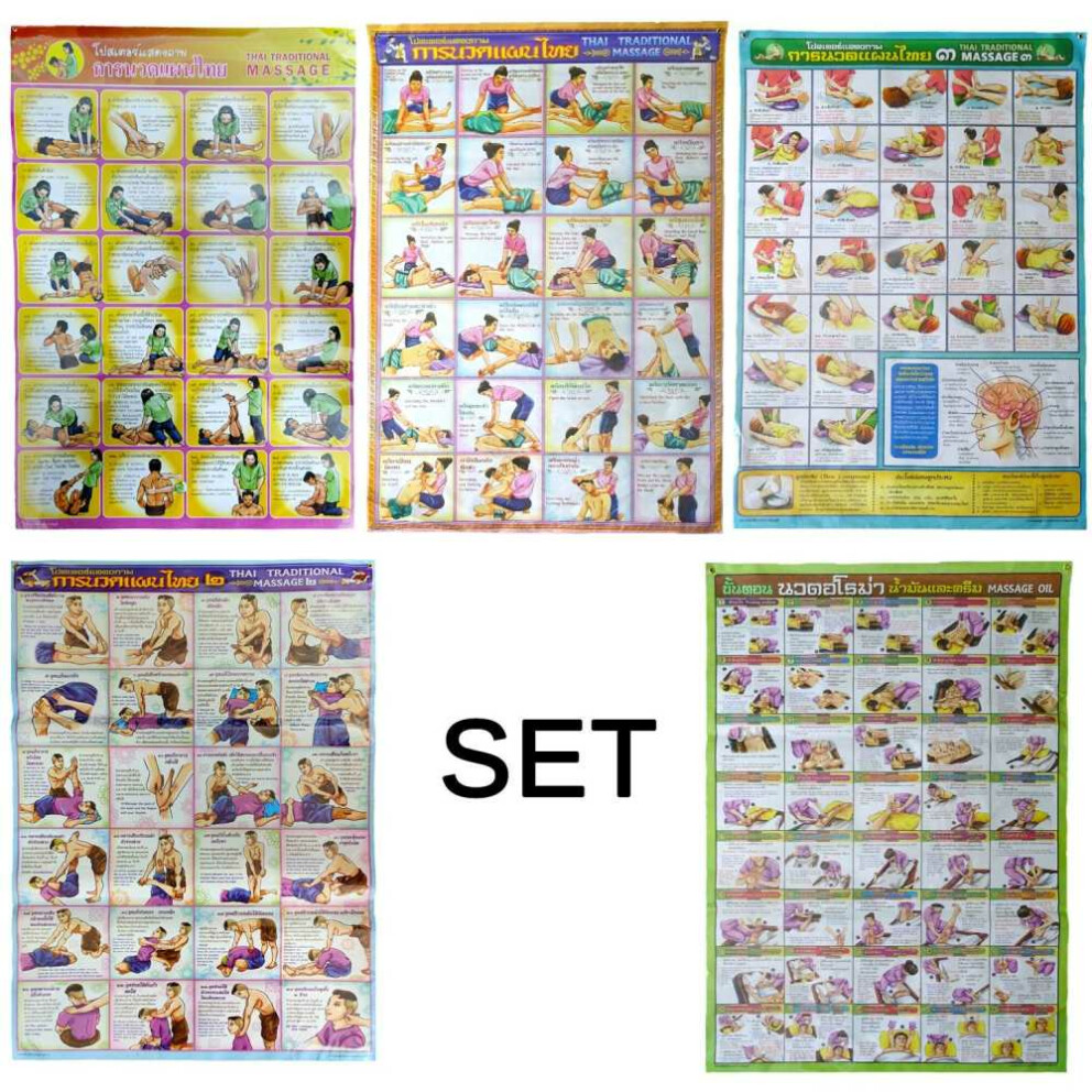 Traditional Thai Massage Poster Set - 5 pcs.