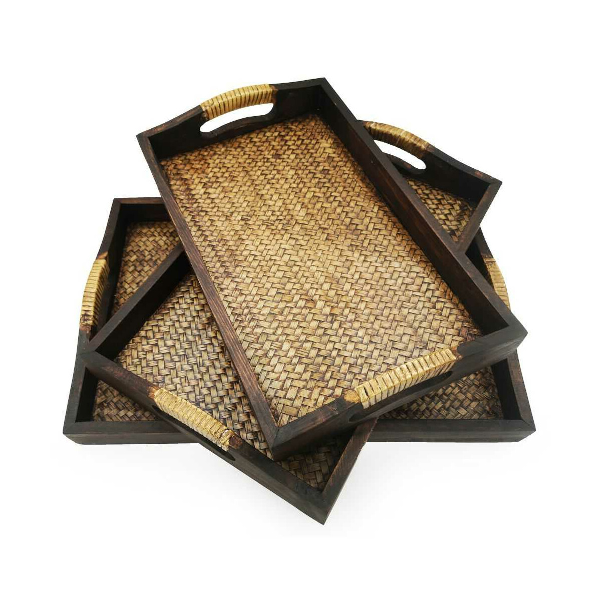 SET Vassoio per la colazione in rattan tailandese e...