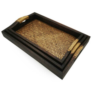 SET Thai Rattan Bamboo Serving Tray Breakfast Tray