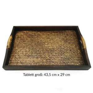 SET Thai Rattan Bamboo Serving Tray Breakfast Tray