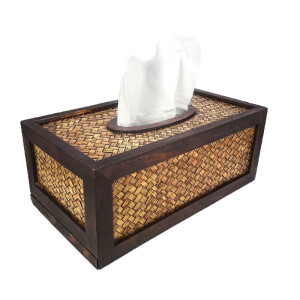Thai Lanna Style Bamboo Tissue Dispenser Box