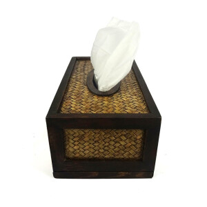 Thai Lanna Style Bamboo Tissue Dispenser Box