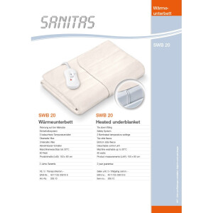 Sanitas SWB 20 fleece heated underblanket, 150x80cm