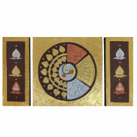 Quadro struttura Thai 3 pezzi marrone 2024 - 90x50cm - No. 17