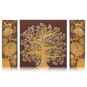 Thai Struktur Bild 3-teilig Braun - 130 x 80cm - No. 2