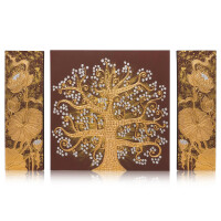 Quadro struttura tailandese 3 pezzi marrone - 130 x 80cm - No. 2