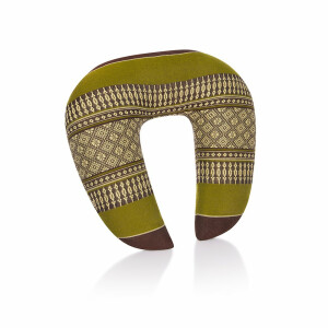 Thai Pillow as Neck Pillow Horny Pillow made of Thai Kapok Green-Brown