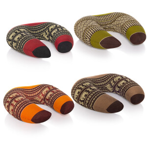 Thai Pillow as Neck Pillow Horny Pillow made of Thai Kapok Green-Brown