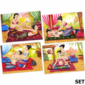Set: 4 Poster Thai Kunst Bild Traditionelle Thaimassage...