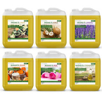 Aceite de masaje Aroma Set de 6 - Jazmín, Rosa, Lavanda, Naranja, Coco y Limoncillo 5000ml