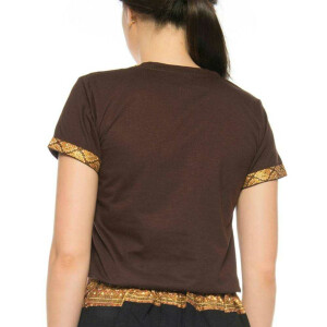T-shirt da massaggio thailandese unisex (uomo e donna) con motivo tradizionale. Regular Fit XL Marrone