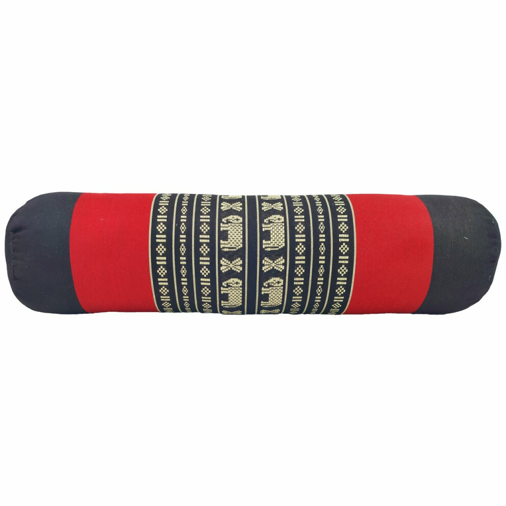 Cuscino thailandese in rotolo 50cm come poggiagambe poggiabraccia in kapok thailandese Colore: rosso-nero